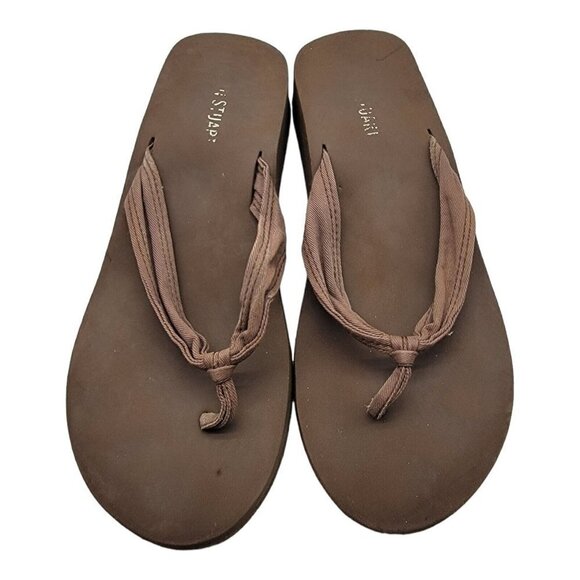 Vintage 90s Colin Stuart Chunky Platform Flip Flops Sz 8 Brown - Picture 3 of 10